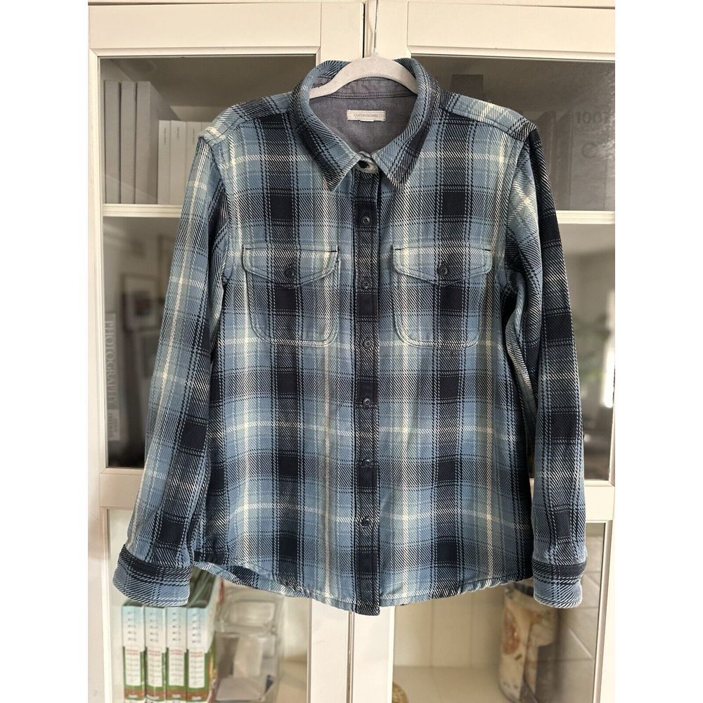 Outerknown Blanket Shirt Women Flannel Medium Puget Plaid Organic Cotton Twill